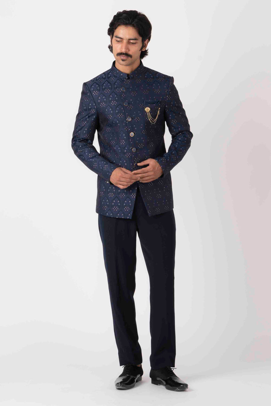 INMONARCH Mens Navy Blue Jodhpuri Suit with Trimming Work JO243R34 34  Regular Navy Blue at Amazon Men's Clothing store